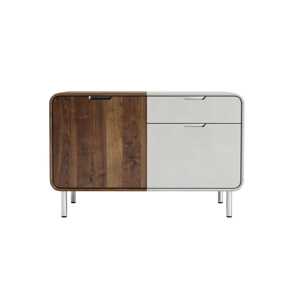 **Technische Titel in het Nederlands: Moderne dressoir met houten en witte afwerking**