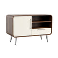 **Moderne TV-kast met houten afwerking en metalen poten**